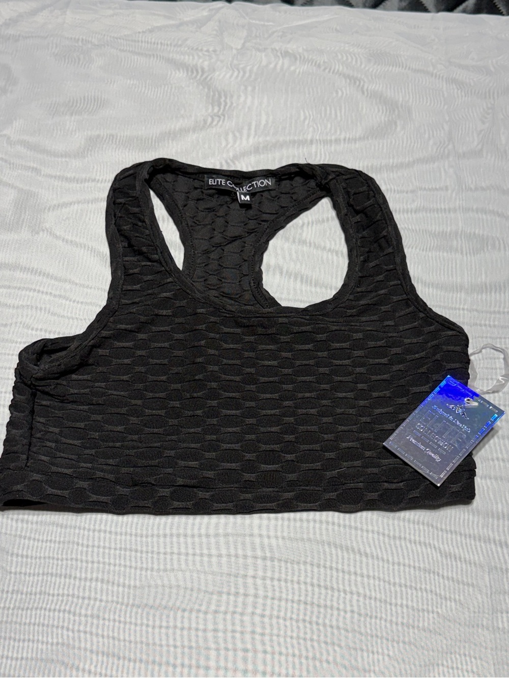 Elite‎ Collection Black Textured Racerback Sports Bra